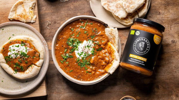 Butter Chicken mit Knoblauch-Käse-Naan - Löwenanteil