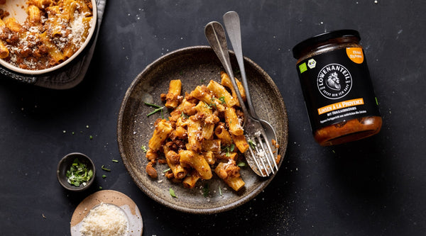 Pasta Provence Auflauf mit selbst gemachtem Parmesan - Löwenanteil