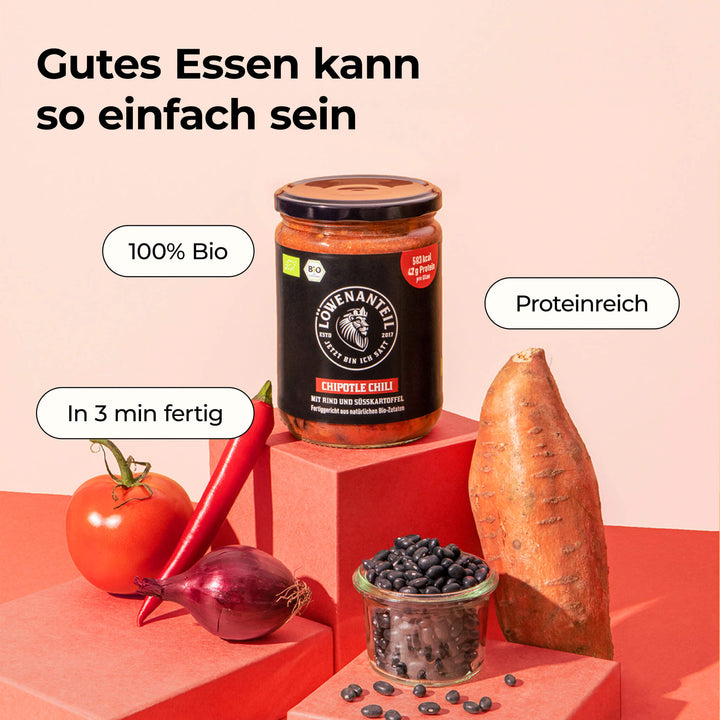Chipotle Chili von Löwenanteil – Proteinreich, 100% Bio und in 3 Min fertig