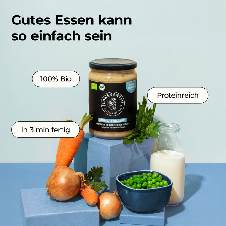 Hühner Frikassee von Löwenanteil – Proteinreich, 100% Bio und in 3 Min fertig