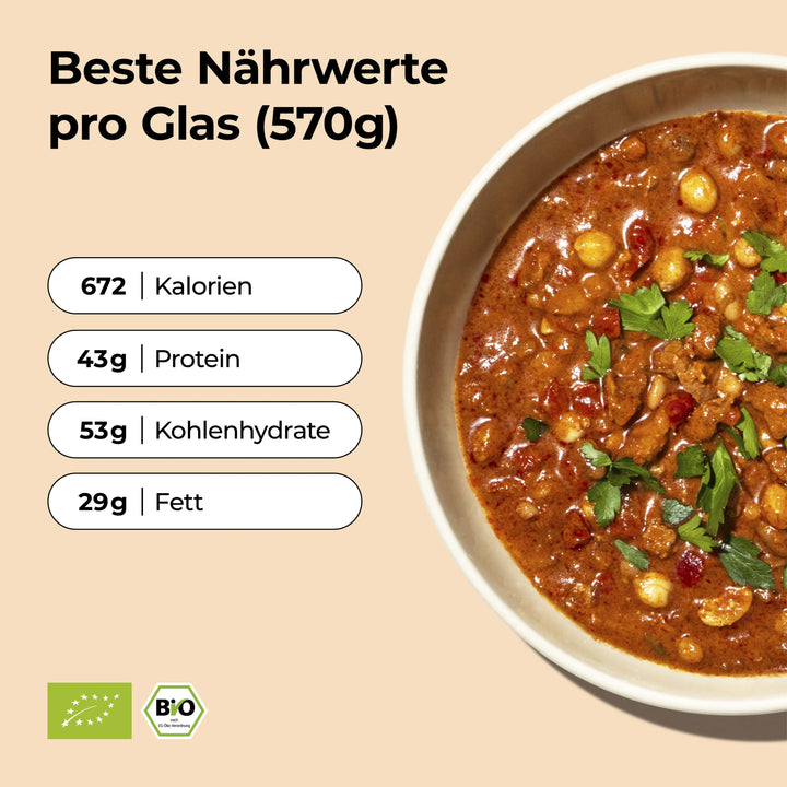 Paprika Hähnchen von Löwenanteil mit 43g Protein – Beste Nährwerte im Glas